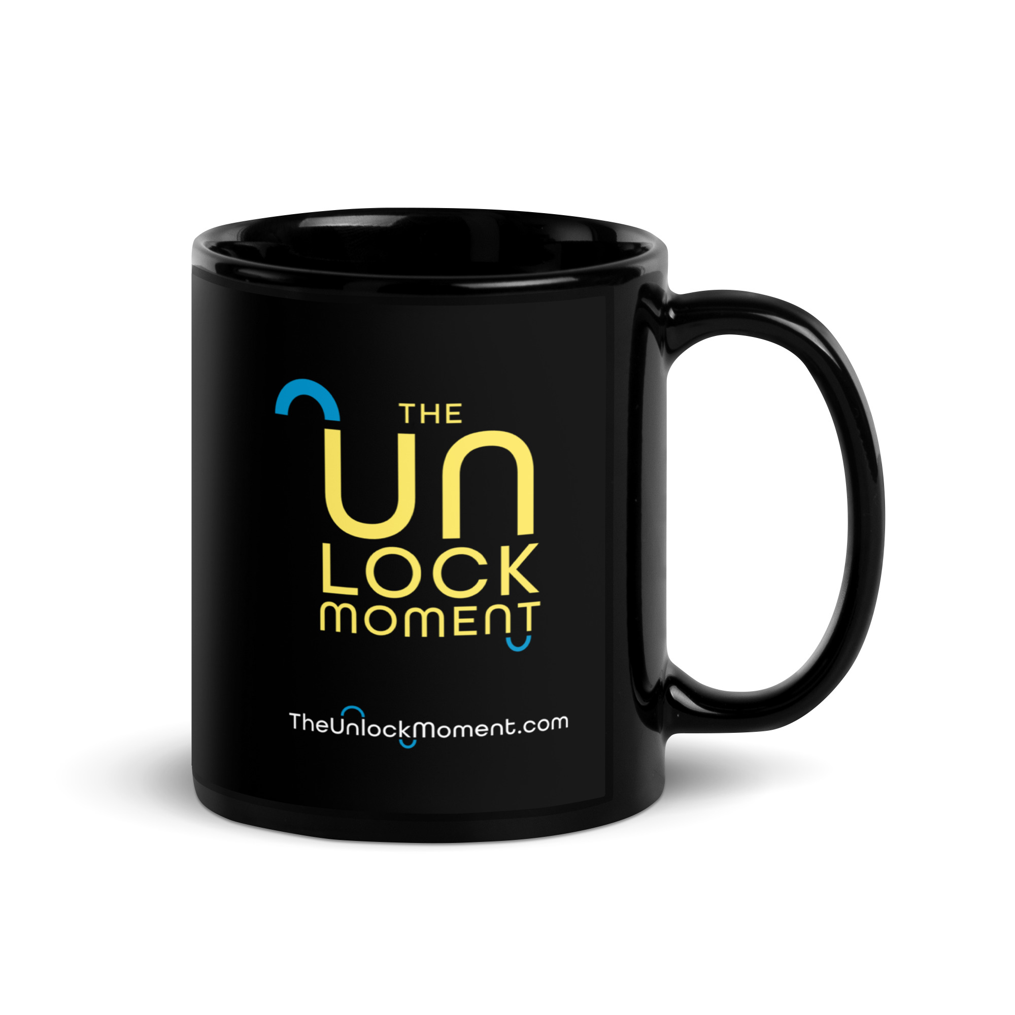 2026 Brand Update: The Unlock Moment Black Glossy Mug With Quote